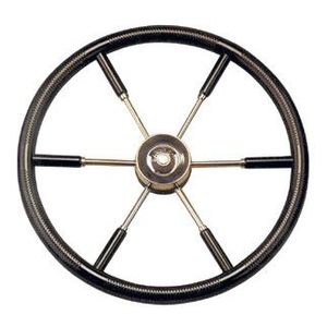 volante per barca a motore in acciaio inox / in mogano