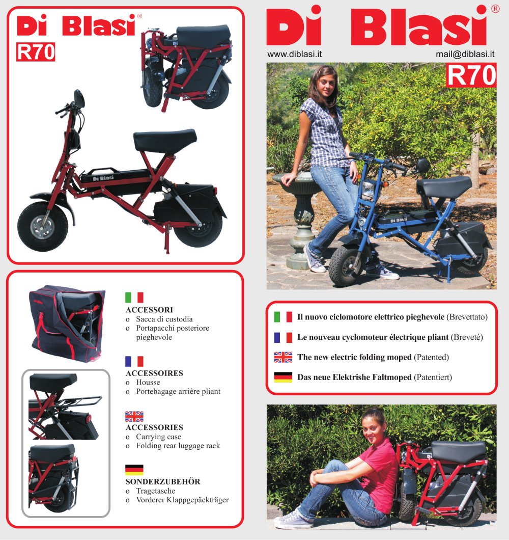 Il nuovo ciclomotore elettrico pieghevole R70 - Di Blasi