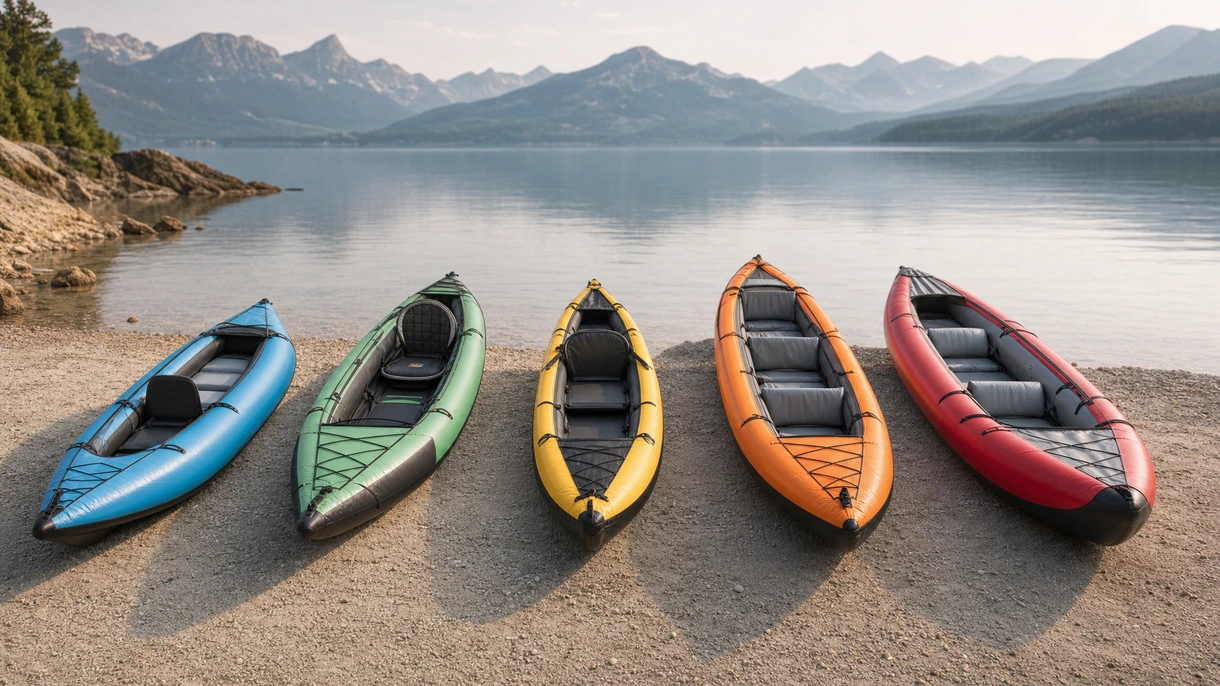 Kayak gonfiabile professionale calato dalla plancetta di poppa di un luxury yacht per l'esplorazione costiera in acque mediterranee.