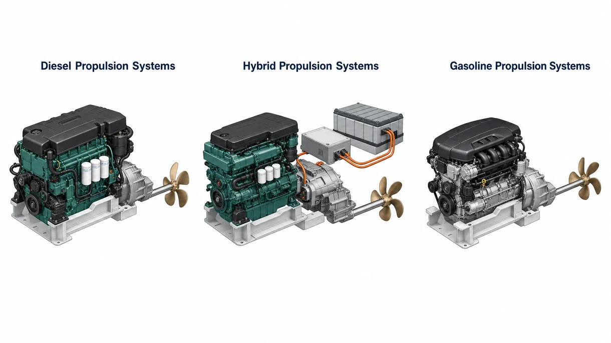Dettaglio tecnico di un sistema di iniezione common rail ad alta pressione su un moderno motore entrobordo diesel marittimo turbocompresso.