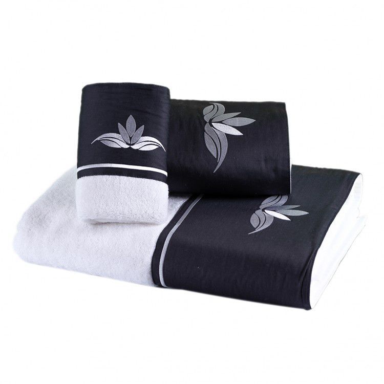 Jacquotha Set 4 Asciugamani Mani In 100% Cotone - 2 A Quadri E 2 Floreali - Blu Navy 33x73cm - Decorazione Bagno E Cucina - Assorbenti E Morbidi - 3