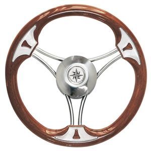 volante per barca a motore in legno 1