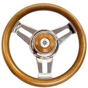 volante per barca a motore in teak 1