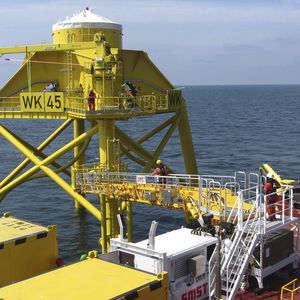 passerella per nave di supporto offshore / telescopica / con compensazione di movimento / idraulica
