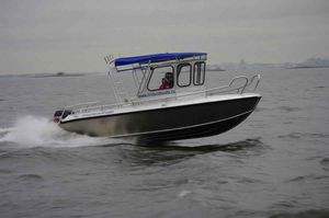 barca open fuoribordo / con cockpit chiuso / da pesca sportiva / in alluminio