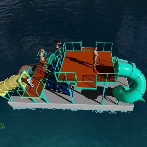 Gioco acquatico scivolo - HSB Marine  - con piattaforma / isola / per base turistica sportiva