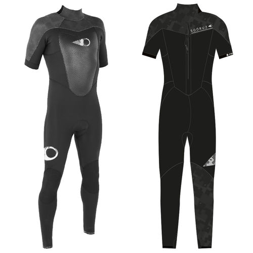 Muta neoprene da surf - FIGHTER Back-zip Black - SOÖRUZ SURFWEAR COMPANY - integrale / a maniche corte / 2 mm