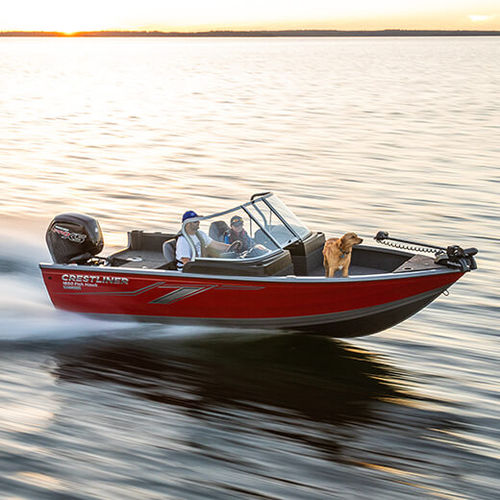 Bay boat fuoribordo - 1650 HAWK - Crestliner - con dual console / con console laterale / da pesca sportiva