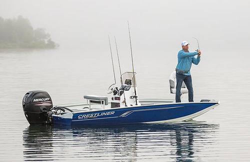 Bay boat fuoribordo - 1800  - Crestliner - con console centrale / da pesca sportiva / in alluminio