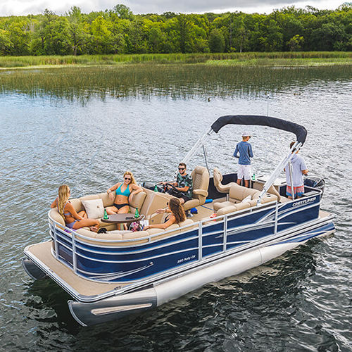 Pontoon boat fuoribordo - 220 RALLY DX - Crestliner - da sci nautico / da pesca sportiva / in alluminio