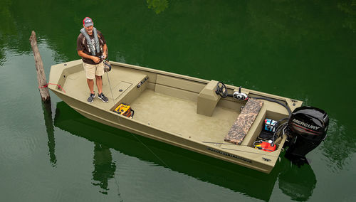 Jon boat fuoribordo - Roughneck 1860 Rambler - Lowe - con console laterale / open / da caccia