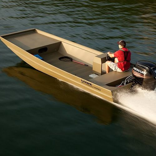 Jon boat fuoribordo - Roughneck 1860 Big River - Lowe - con console laterale / open / da pesca sportiva