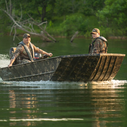 Jon boat fuoribordo - Roughneck 1860 Deluxe Tiller - Lowe - con console laterale / open / da caccia