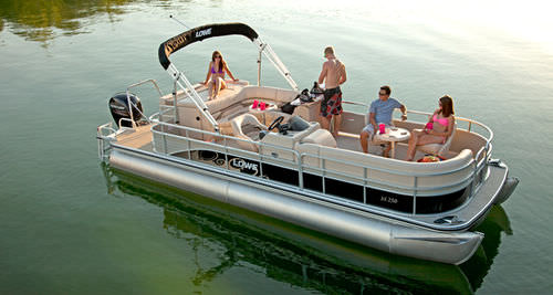Pontoon boat fuoribordo - SS250 - Lowe - tri-tube / open / da wakeboard