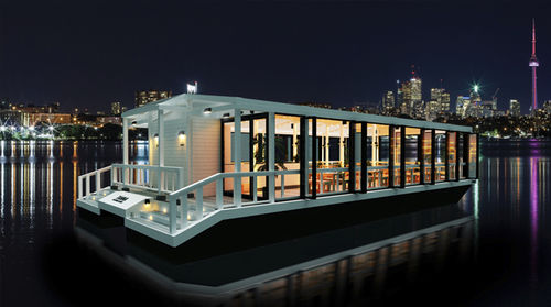 Barca a motore house-boat catamarano - TANNA - EGO Floating Inc. - entrobordo / bimotore / con doppio ponte a terrazza