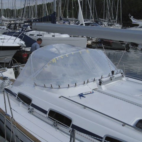 Capote di tuga per barca a vela - Bavaria 47 - KAPELL ANNAT - per cabina di pilotaggio / con struttura in acciaio inossidabile / bianca