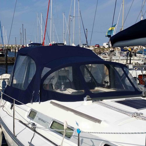 Capote di tuga per barca a vela - Oceanis 343 - KAPELL ANNAT - per cabina di pilotaggio / con struttura in acciaio inossidabile / blu