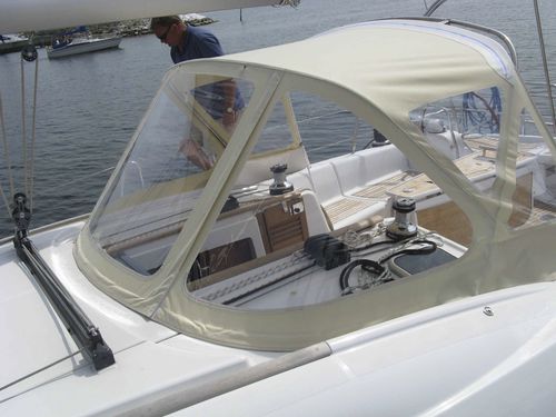 Capote di tuga per barca a vela - Oceanis 40 - KAPELL ANNAT - per cabina di pilotaggio / con struttura in acciaio inossidabile / beige