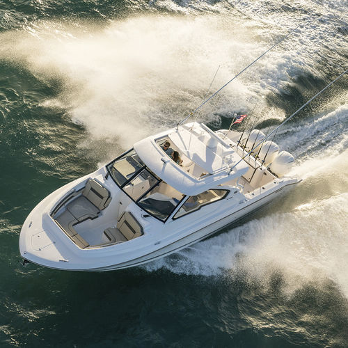 Cabinato fuoribordo - DC 365 - Pursuit Boats - trimotore / hard-top / con dual console