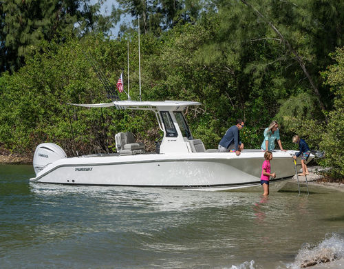 Barca open fuoribordo - S 248 - Pursuit Boats - con console centrale / da pesca sportiva / con prendisole