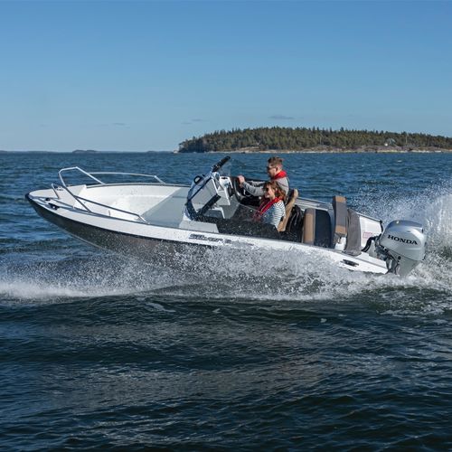 Runabout fuoribordo - BEAVER BR - Silver - con dual console / bow-rider / open