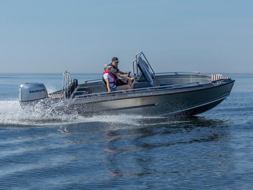 Barca open fuoribordo - SHARK CCX - Silver - con console centrale / da pesca sportiva / in alluminio