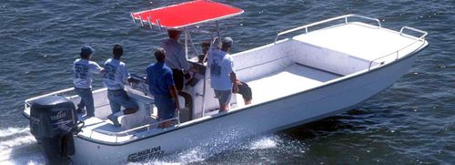 Bay boat fuoribordo - 2790 DLX EW - Carolina Skiff - con console centrale / da pesca sportiva / max. 22 persone