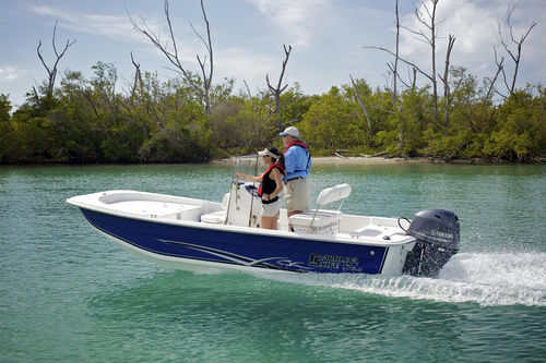 Bay boat fuoribordo - 17 DLX - Carolina Skiff - con console centrale / da pesca sportiva / max. 8 persone