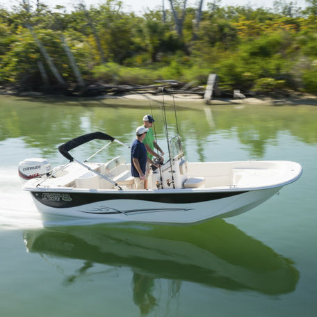 Bay boat fuoribordo - 198 DLV - Carolina Skiff - con console centrale / da pesca sportiva / max. 10 persone