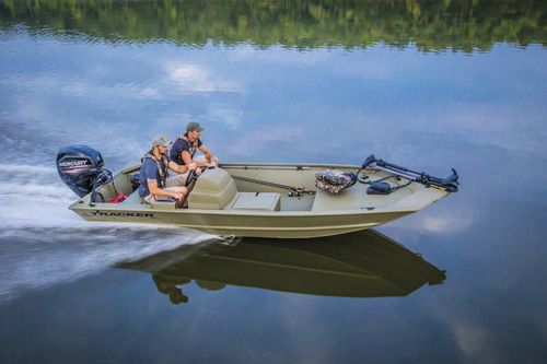 Jon boat fuoribordo - GRIZZLY® 1648 SC - Fisher - open / con console laterale / da pesca sportiva