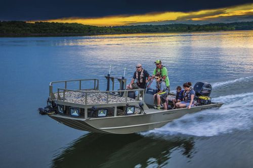 Jon boat fuoribordo -  GRIZZLY® 2072 CC Sportsman - Tracker - con console centrale / da pesca sportiva / in alluminio