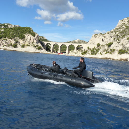 Barca professionale nave di ricerca e salvataggio - 425 SRD - Sillinger - barca di supporto per immersioni / fuoribordo / gommone pieghevole