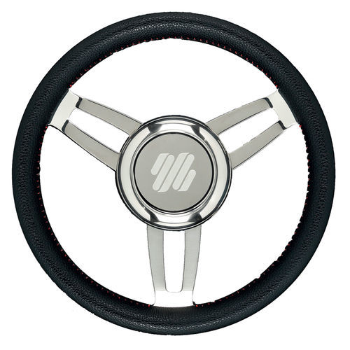 Volante per barca a motore rivestito con vernice poliuretanica - FOSCARI - ULTRAFLEX S.P.A. - racing / a tre razze / nero