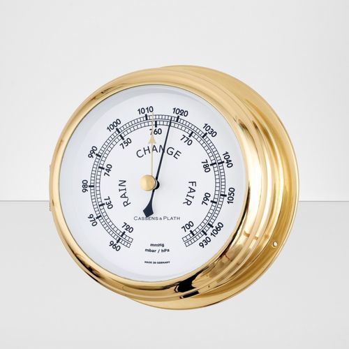 Barometro analogico - 850450 - Cassens & Plath GmbH - in ottone / bianco