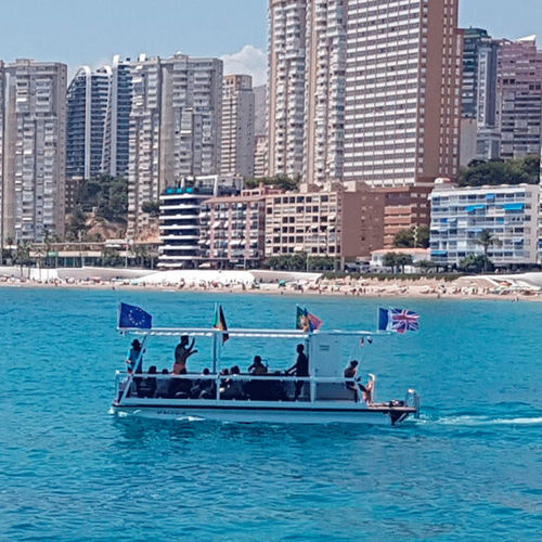 Pontoon boat fuoribordo - M800 Benidorm - MOGGARO ALUMINIUM YACHTS - in alluminio / max. 12 persone
