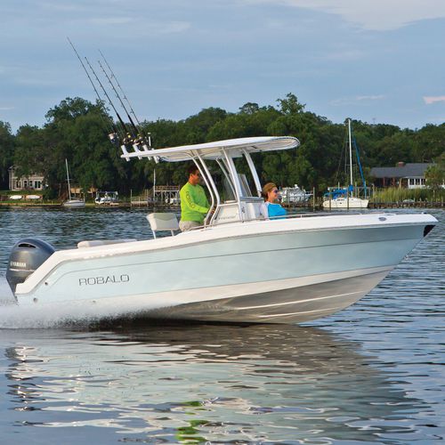 Barca open fuoribordo - R222 - Robalo - con console centrale / da pesca sportiva / max. 10 persone