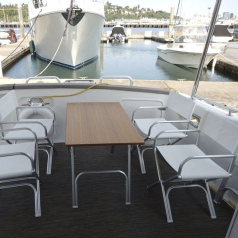 Tavolo per pozzetto pieghevole - M200T - Forma Marine Furniture, LLC. - in teak / in alluminio / marrone