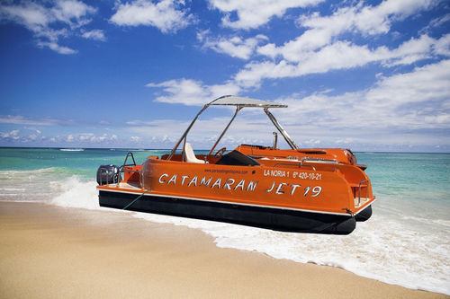 Pontoon boat fuoribordo - Jet 19 - AVENTURAS AQUATICAS - LA NORIA - open / con console laterale / a idrogetto