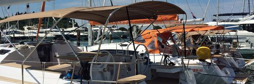 Tendalino parasole per barca a vela - Nauti Sattler - per cabina di pilotaggio / con struttura in acciaio inossidabile / su misura