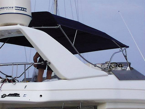 Tendalino parasole per barca a motore - Nauti Sattler - per flybridge / con struttura in acciaio inossidabile / su misura