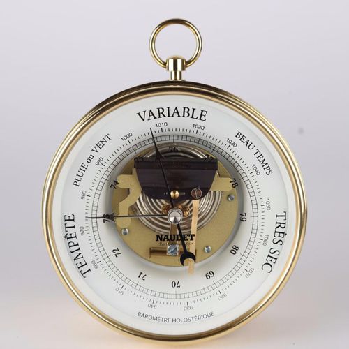 Barometro analogico - DIAL 12CM - NAUDET - in ottone / bianco