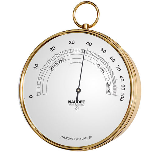 Igrometro analogico - CADRAN 17CM - NAUDET - in ottone / bianco