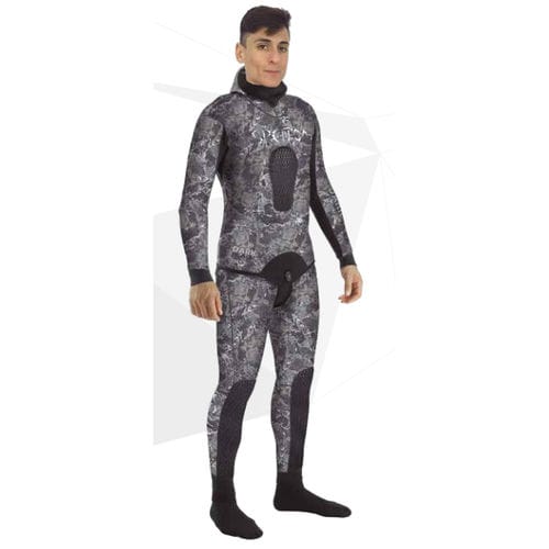 Muta neoprene da immersione - DARK BLACK CAMO - SPETTON - a maniche lunghe / monopezzo / con cappuccio