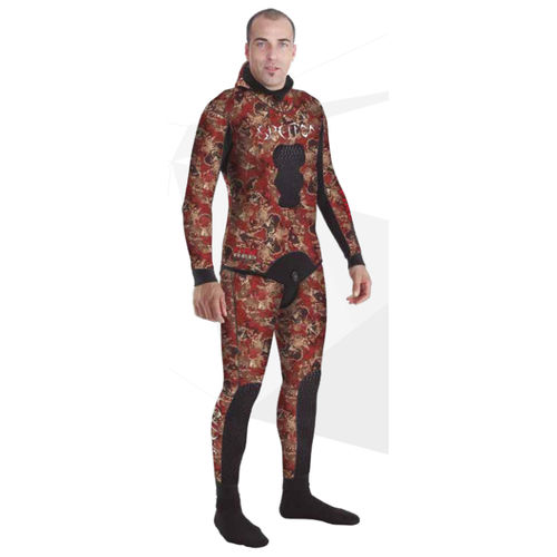 Muta neoprene da immersione - FIRE RED CAMO - SPETTON - a maniche lunghe / monopezzo / con cappuccio