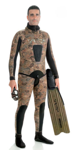 Muta neoprene per pesca subacquea - BROWN GOLD CAMO  - SPETTON - due pezzi / 3 mm / 5 mm