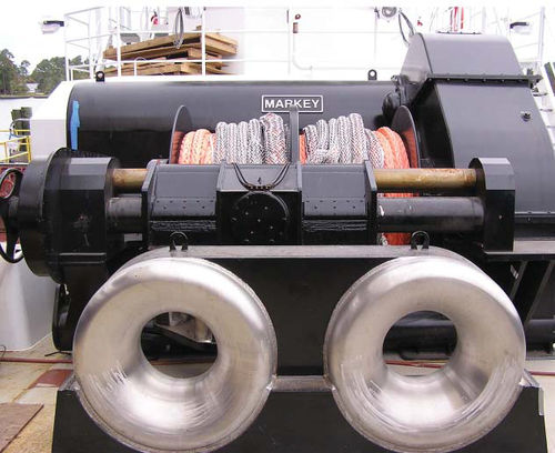 Argano per nave - DESDF-48-200 - Markey Machinerympany - per rimorchio / con motore elettrico / a doppio tamburo