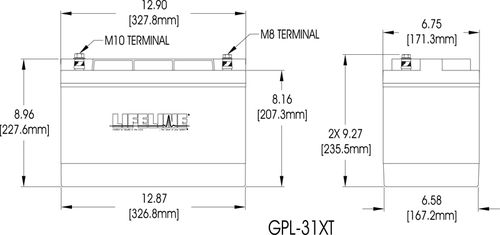 Batteria marina - GPL-31XT - Lifeline Batteries - 12 V / piombo / AGM