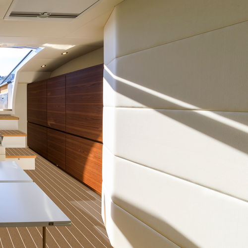 Tessuto nautico per interni - SKYLON KASCHIERT - GisaTex GmbH & Co. KG - in fintapelle / grigio / bianco