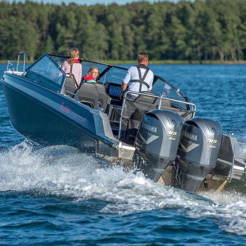 Runabout fuoribordo - PHANTOM - FISKARS Inha Works., Buster Boats - con dual console / bow-rider / in alluminio