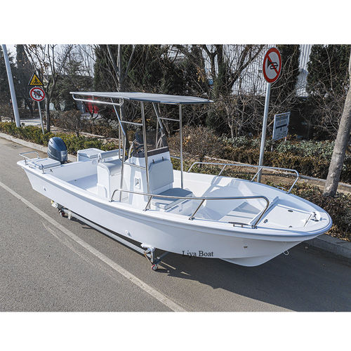 Barca open fuoribordo - SW580 - Qingdao Lian Ya Boat Co.,Ltd. - con console centrale / da pesca sportiva / in fibra di vetro